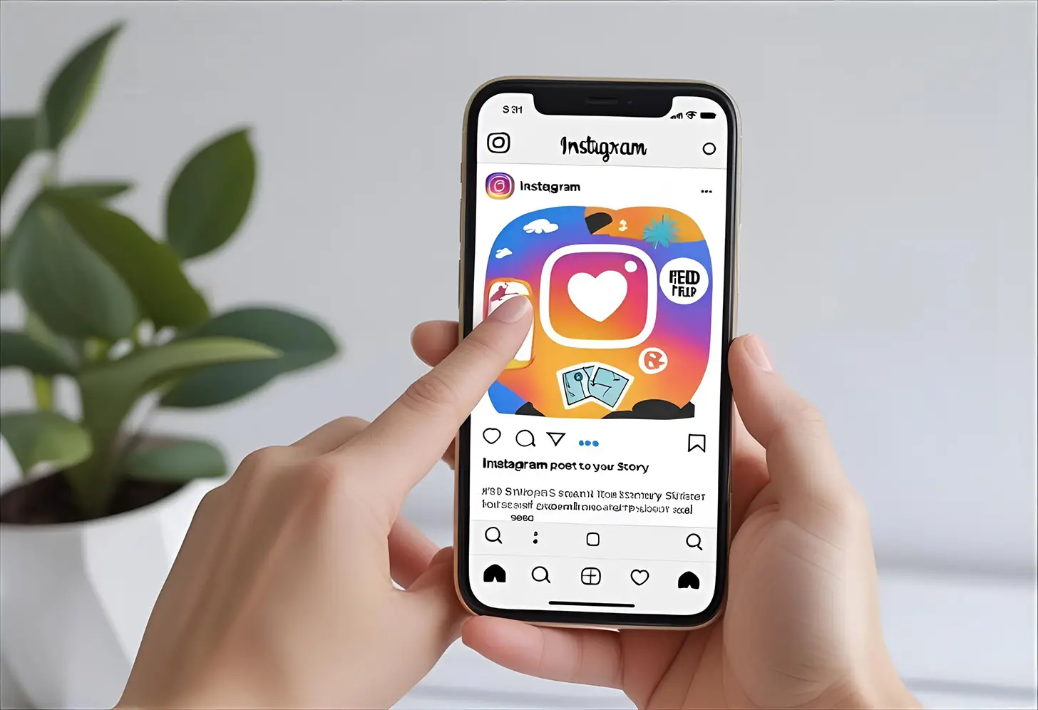 Sharing Instagram feed post to story on smartphone